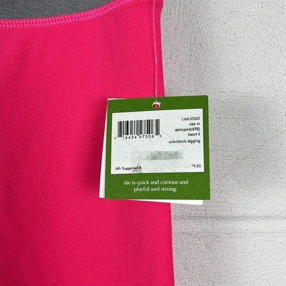 Kate Spade women’s electric pink colorblock legging yoga performance size M NWT - Picture 2 of 6